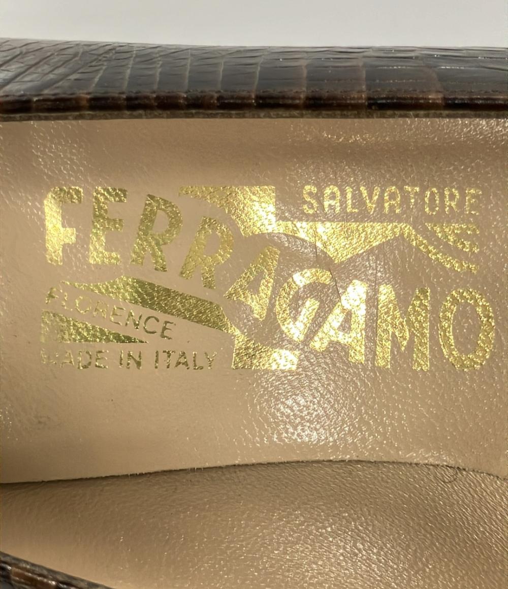 サルヴァトーレフェラガモ スクエアトゥパンプス チャンキーヒール レディース SIZE 4 1/2 (XS) Salvatore Ferragamo