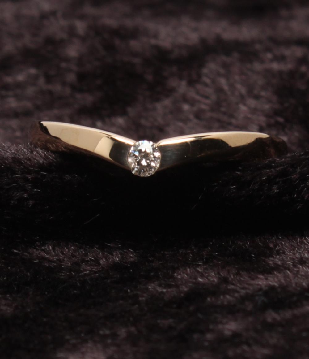 美品 エテ リング 指輪 K10 ダイヤ0.05ct レディース SIZE 9号 ete