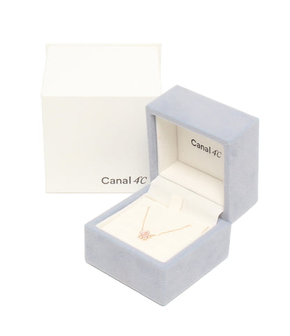 美品 canal4℃ ネックレス K18 ダイヤ ピンクトルマリン 桜 レディース カナルヨンドシー