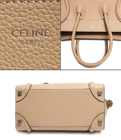 セリーヌ レザー ハンドバッグ シルバー金具 ラゲージ マイクロショッパー デューン レディース CELINE