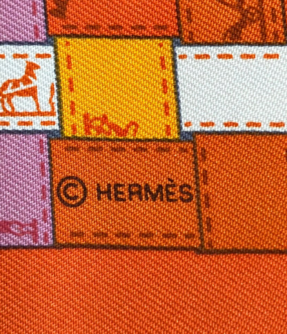 美品 HERMES スカーフ カレ90 シルク100% ボルデュック チェック レディース エルメス