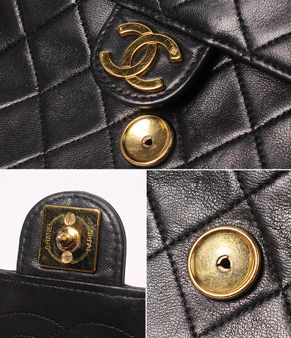 CHANEL チェーンショルダーバッグ プッシュロック ラムスキン ゴールド金具 肩掛け マトラッセ レディース シャネル