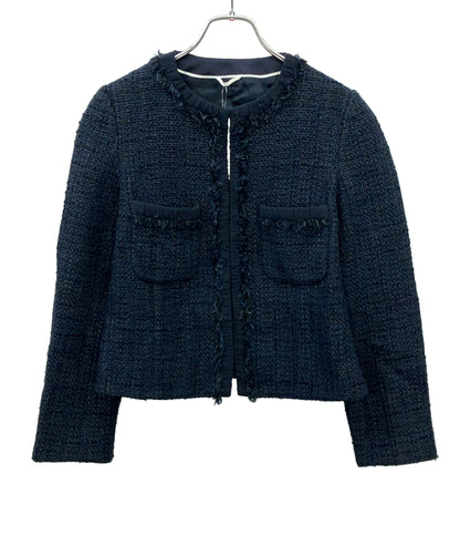 美品 ANAYI ノーカラーツイードジャケット レディース SIZE 38 (S) アナイ