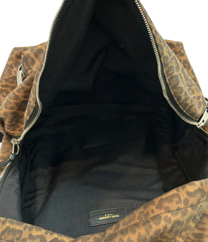 SAINT LAURENT キャンバス リュック レオパード レディース サンローラン