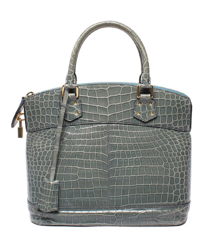 LOUIS VUITTON ハンドバッグ エキゾチックレザー クロコ ブルーグレー ロックイットPM レディース ルイ・ヴィトン