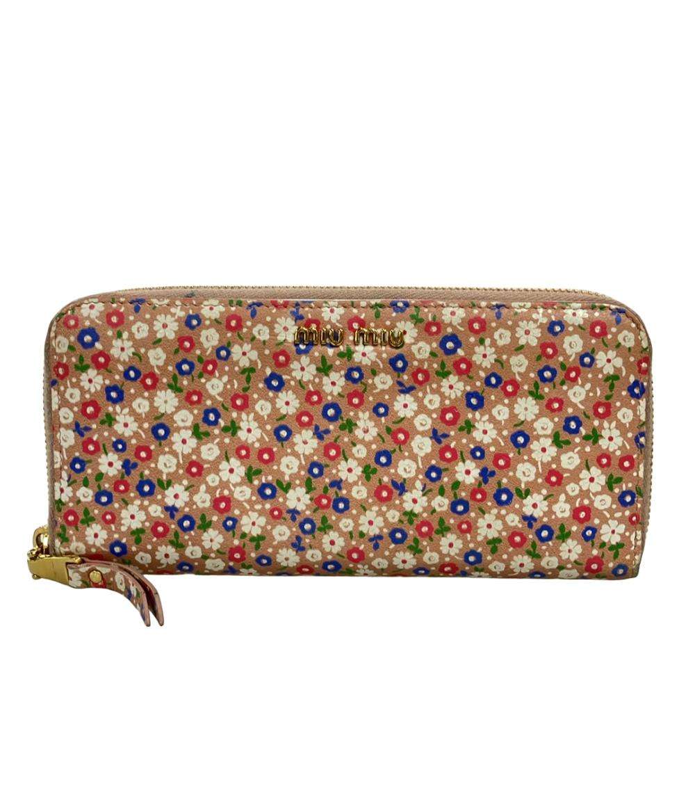 Miu Miu ラウンドファスナー長財布 花柄 レディース ミュウ ミュウ