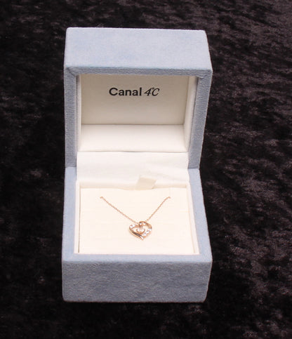 美品 canal4℃ ネックレス K10 ムーンストーン ハートモチーフ レディース カナルヨンドシー
