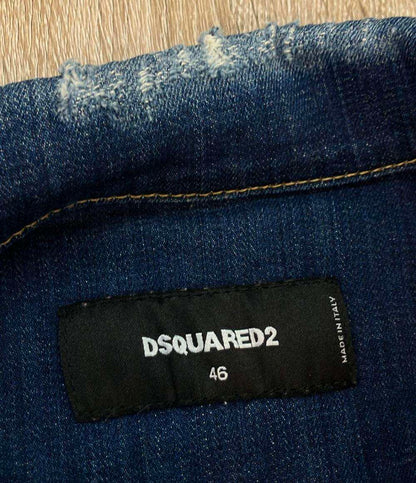 DSQUARED2 デニムジャケット ペイント ダメージ クラッシュ加工 スリムフィット ボタン Dan Jean Jacket S74AM0847 メンズ SIZE 46 (M)