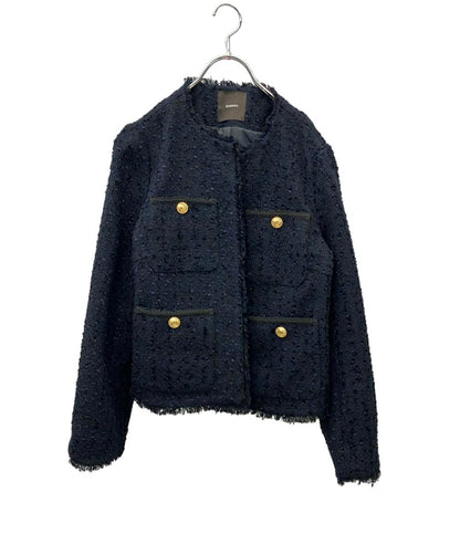 anuans ノーカラージャケット パッチポケット ツイード 1523501346 レディース SIZE F (M) アニュアンス