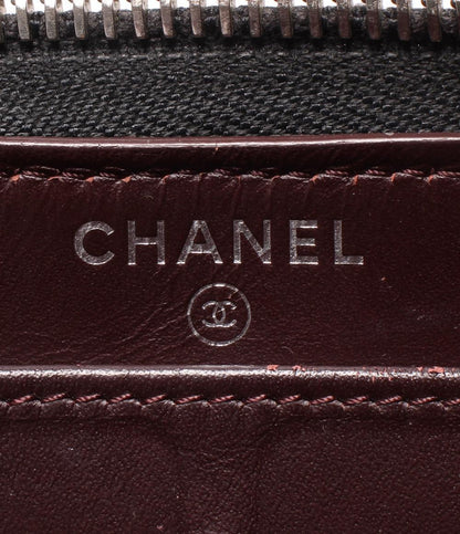 シャネル ラウンドファスナー長財布 シルバー金具 キャビアスキン レディース CHANEL