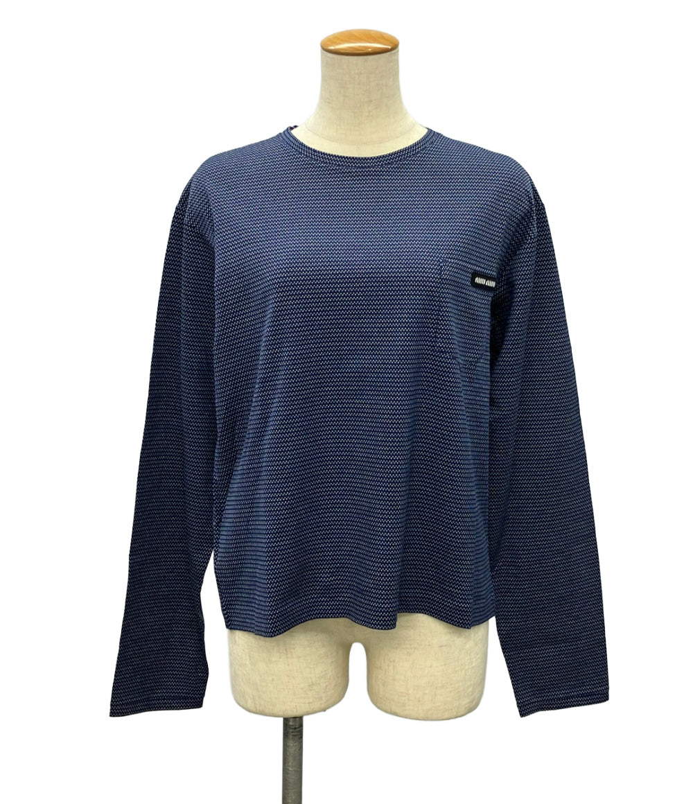 美品 Miu Miu ジャガードジャージ長袖Tシャツ MJLA47 レディース SIZE 36 (XS) ミュウ ミュウ