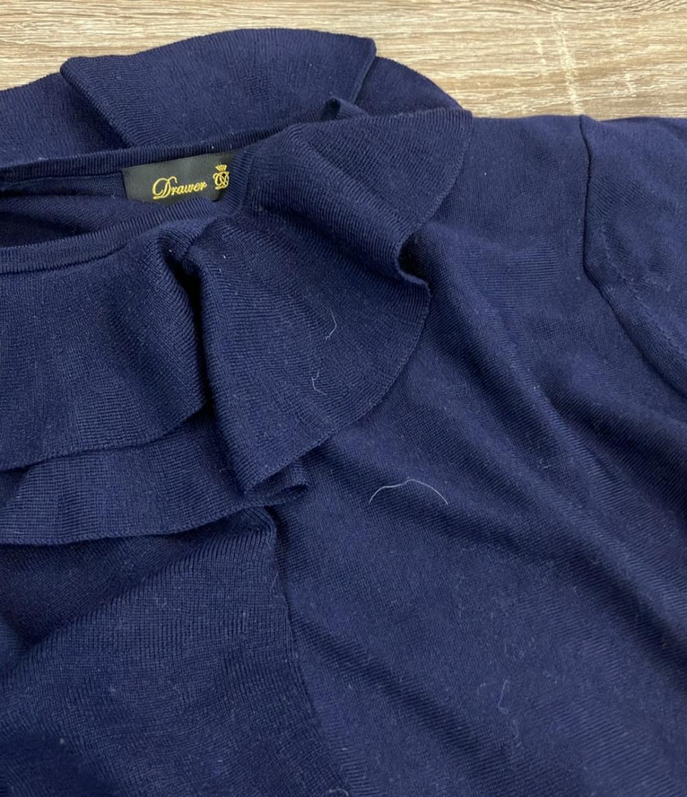 Drawer 半袖ニット 18G ウールフリルクルーネックショートスリーブニット 6518-199-0463 レディース ドゥロワー