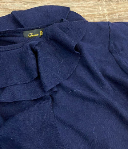 Drawer 半袖ニット 18G ウールフリルクルーネックショートスリーブニット 6518-199-0463 レディース ドゥロワー