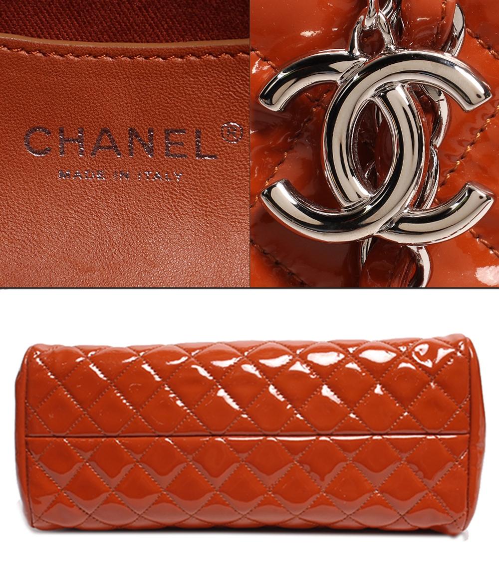 シャネル ショルダーバッグ ボーリングバッグ ココチャーム エナメル シルバー金具 オレンジ系 マドモアゼル レディース CHANEL