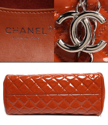 シャネル ショルダーバッグ ボーリングバッグ ココチャーム エナメル シルバー金具 オレンジ系 マドモアゼル レディース CHANEL