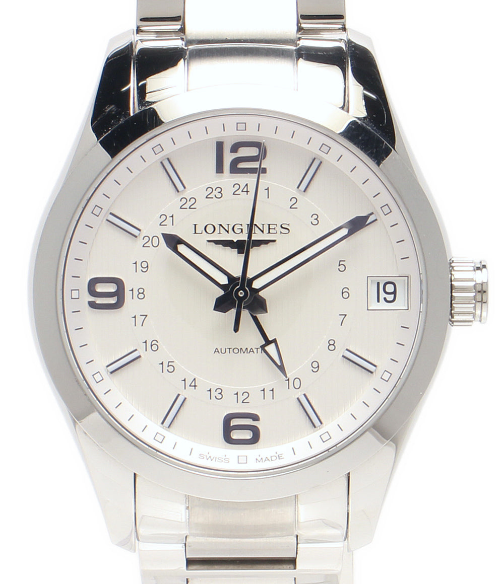 LONGINES 腕時計 コンクエスト クラシック GMT 自動巻き ホワイト L2.799.4 メンズ ロンジン