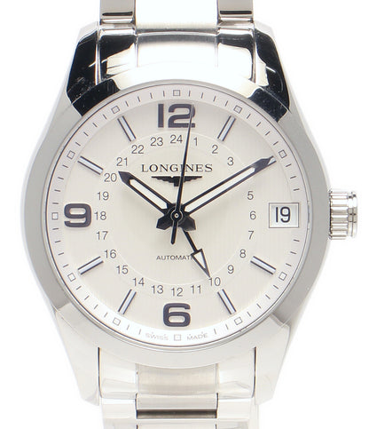 LONGINES 腕時計 コンクエスト クラシック GMT 自動巻き ホワイト L2.799.4 メンズ ロンジン