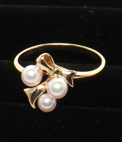 MIKIMOTO リング 指輪 K18 パール 3.0-4.0mm リボンモチーフ レディース SIZE 10号 ミキモト