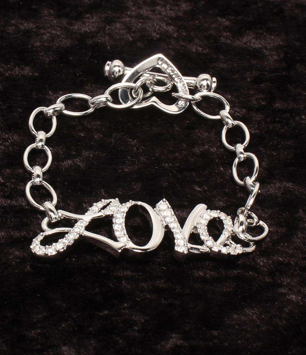 美品 SWAROVSKI ネックレス ハートモチーフ ブレスレット LOVEモチーフ 2点セット レディース スワロフスキー