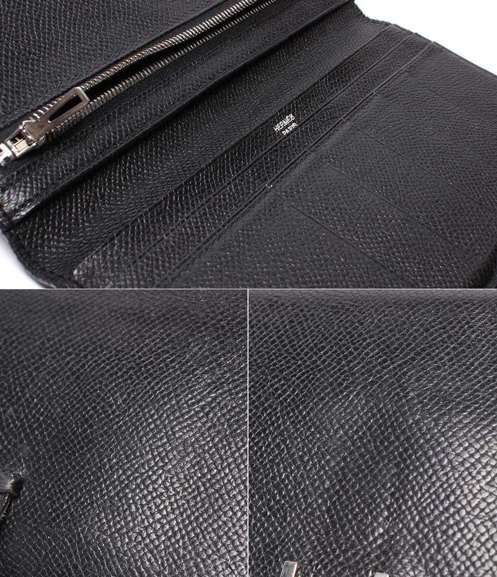HERMES 三つ折り長財布 シルバー金具 □K刻印 ヴォーエプソン ベアン