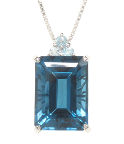 美品 ネックレス K14WG ロンドンブルートパーズ21.08ct レディース