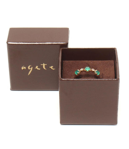 美品 agete リング 指輪 K10 ラインストーン レディース SIZE 9号 アガット