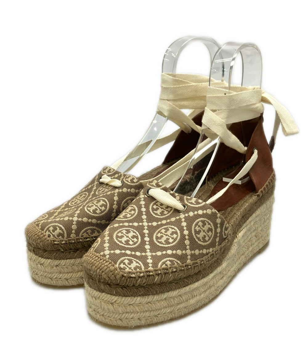 美品 Tory Burch レースアップサンダル ウェッジソール レディース SIZE 9 トリーバーチ