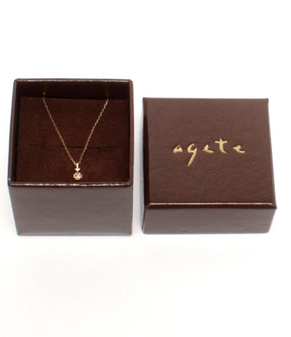 美品 アガット ネックレス K10 ダイヤ 0.02ct レディース agete