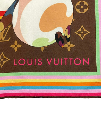 美品 LOUIS VUITTON スカーフ シルク100% LV×TM カレ70 スーパーフラット モノグラム M96274 レディース ルイ・ヴィトン