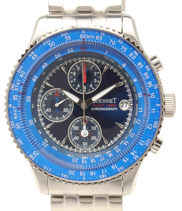 美品 P GUIONNET 腕時計 フライトタイマー クオーツ ブルー系 BR200-M