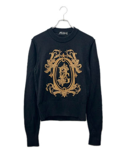 DOLCE & GABBANA 長袖 ニット ゴールド刺繍 メンズ SIZE 44 (S) ドルチェアンドガッバーナ