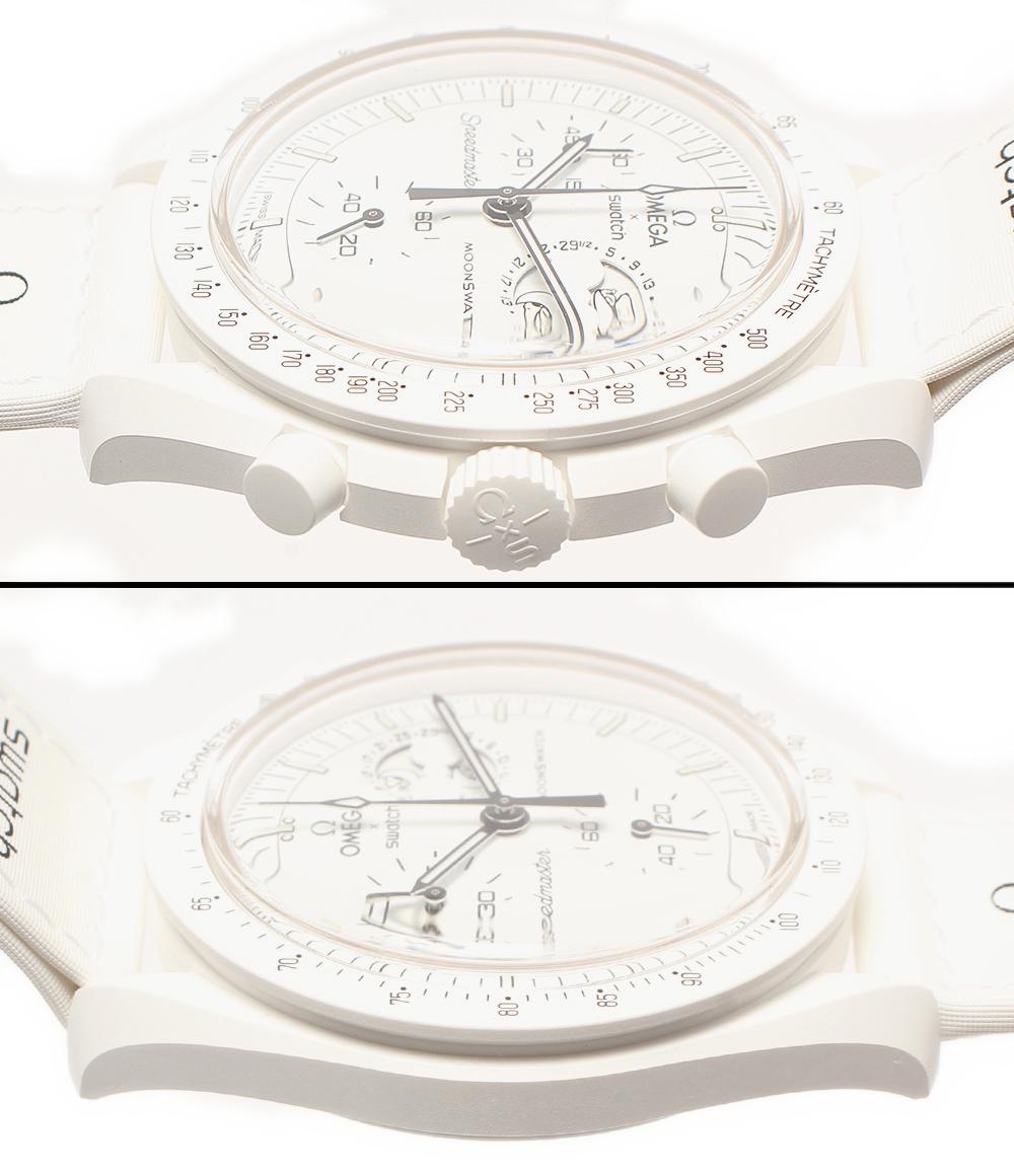 美品 腕時計 OMEGA × SWATCH x Snoopy MOONSWATCH MISSION TO THE MOONPHASE クオーツ ホワイト ユニセックス オメガ スウォッチ