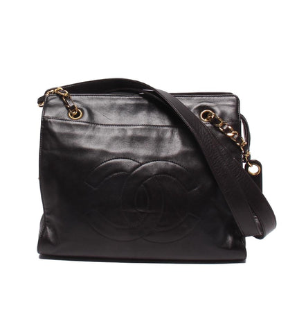 CHANEL チェーントートバッグ Wチェーン 3番台 ラムスキン ゴールド金具 レディース シャネル
