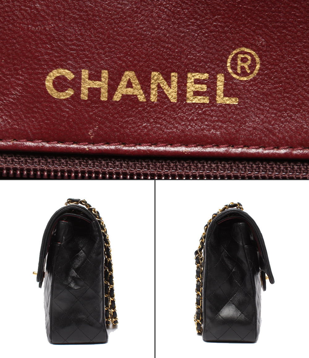 CHANEL チェーンショルダーバッグ ダブルチェーン ダブルフラップ ゴールド金具 マトラッセ 1番台 ラムスキン 肩掛け レディース シャネル