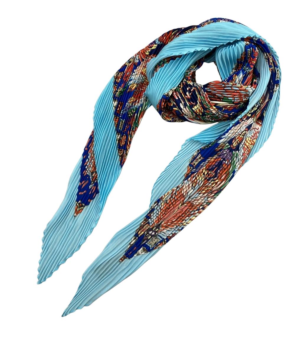 美品 LOUIS VUITTON スカーフ シルク100% プリーツ M71528 レディース