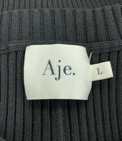 美品 アジェ ナイロンニット切り替えノースリーブフレアミディアムワンピース レディース SIZE L Aje