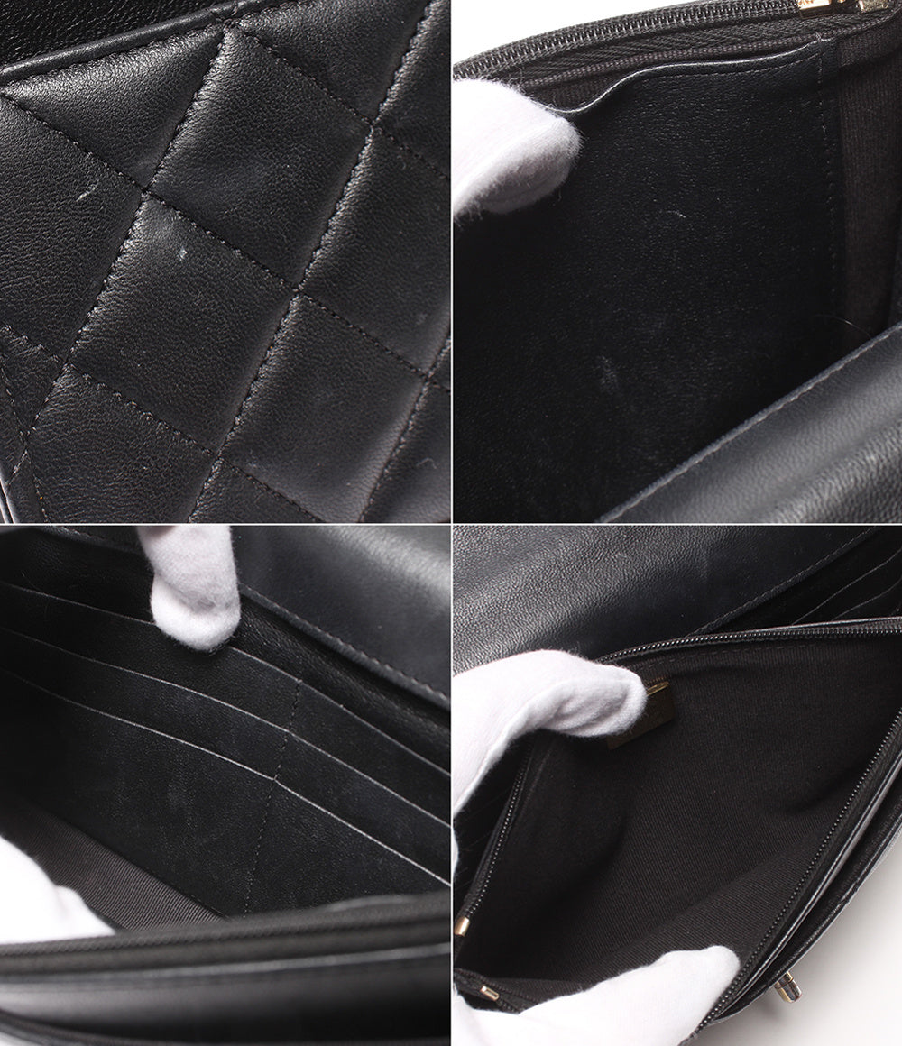 CHANEL チェーンウォレット ショルダーバッグ 斜め掛け ゴールド金具 マトラッセ シングルフラップ ラムスキン レディース シャネル