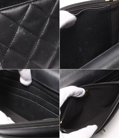 CHANEL チェーンウォレット ショルダーバッグ 斜め掛け ゴールド金具 マトラッセ シングルフラップ ラムスキン レディース シャネル