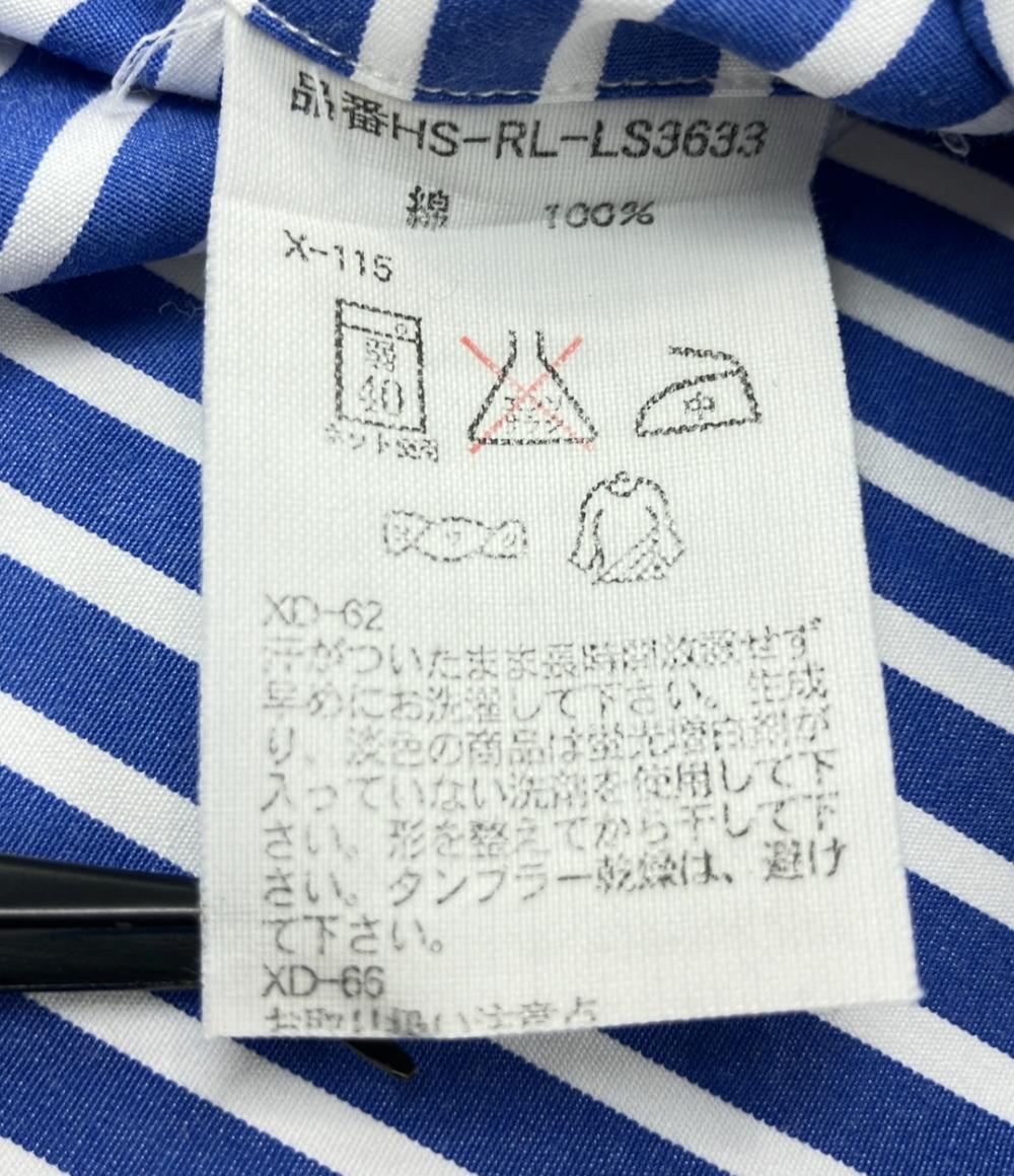 美品 ポロ・ラルフローレン ボーダー柄ワイドカラー長袖シャツ インパクト21 メンズ SIZE L POLO RALPH LAUREN