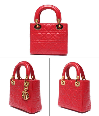 美品 Christian Dior 2wayハンドバッグ ショルダーバッグ 肩掛け カナージュ レディ ディオール ミニ レディース クリスチャンディオール