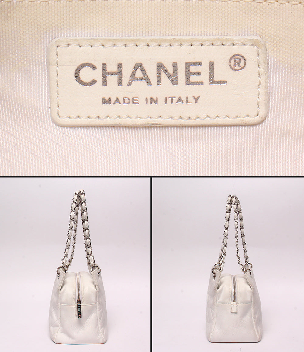 CHANEL チェーンショルダーバッグ ハンドバッグ キャビアスキン シルバー金具 肩掛け マトラッセ レディース