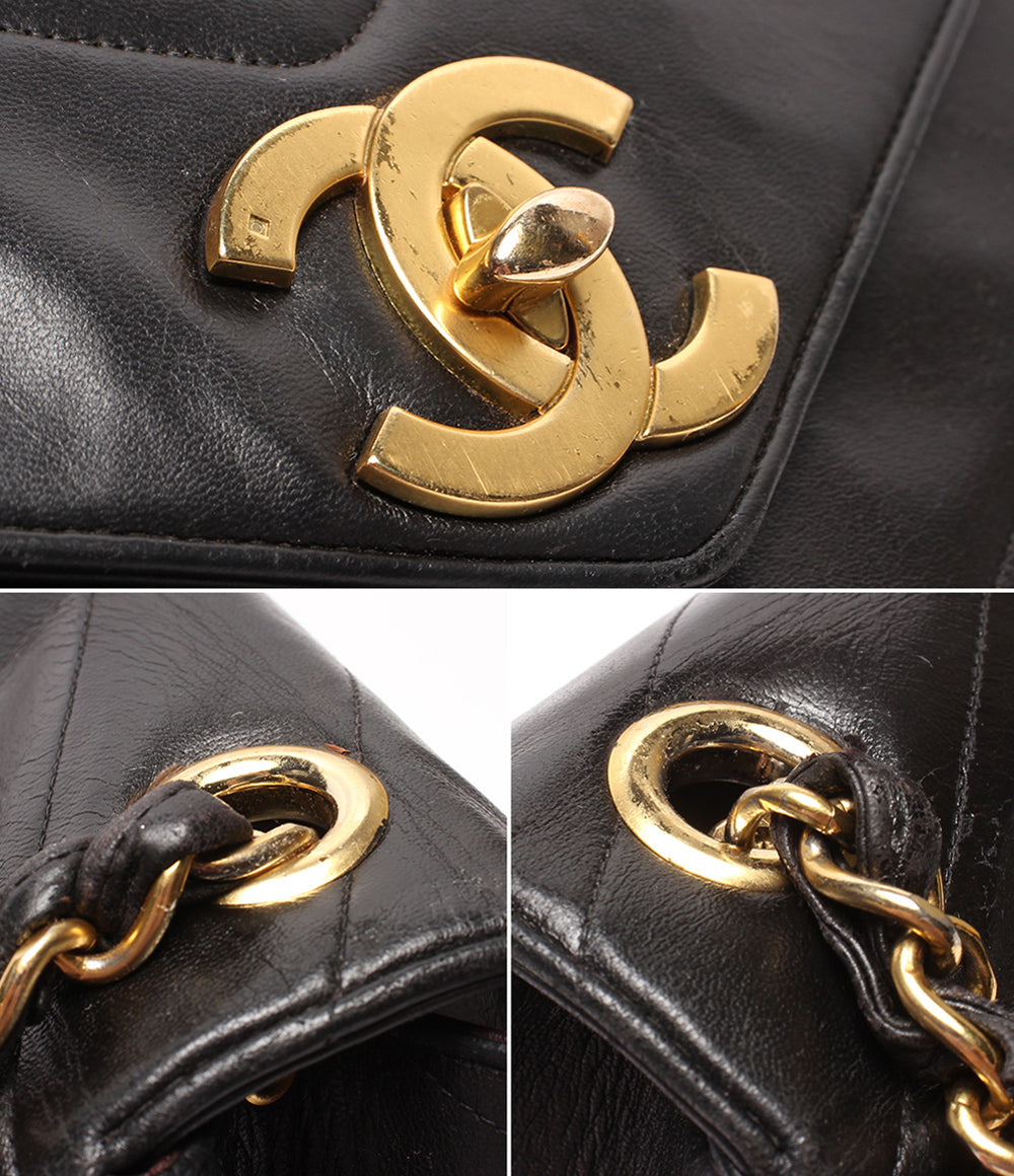 CHANEL チェーンショルダーバッグ 斜め掛け ゴールド金具 Vステッチ シェブロン シングルチェーン シングルフラップ ３番台 レディース シャネル