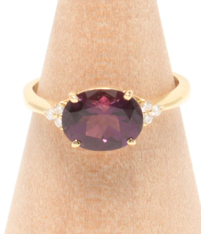 美品 ビズー リング 指輪 K18 アメジスト ダイヤ 0.05ct レディース SIZE 11号 BIZOUX