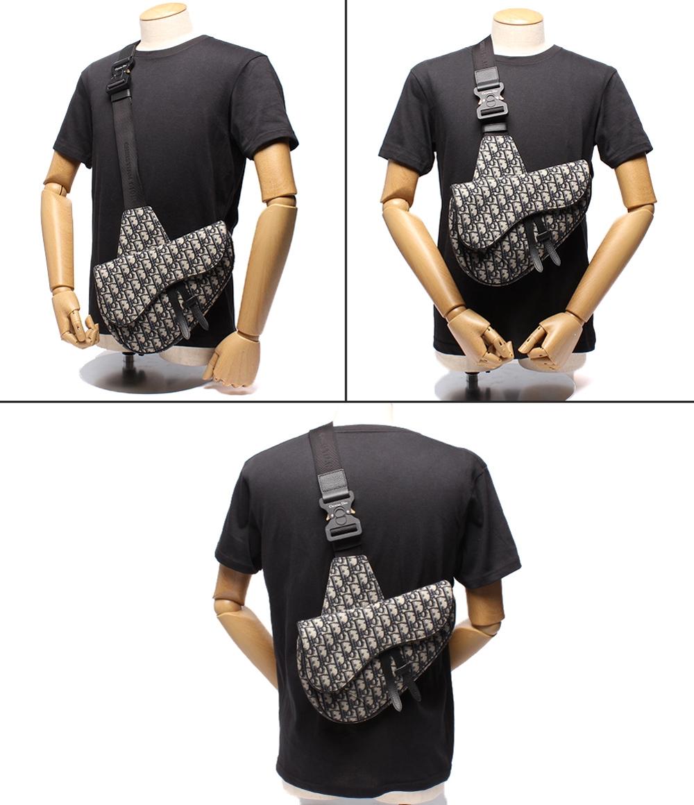 美品 Dior ボディバッグ キャンバス サドルバッグ 16BO0262 メンズ ディオール