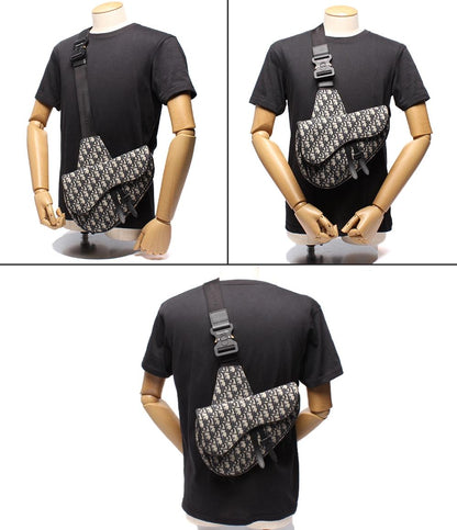 美品 Dior ボディバッグ キャンバス サドルバッグ 16BO0262 メンズ ディオール