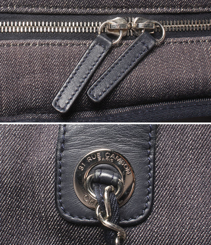 CHANEL 2wayチェーンショルダーバッグ ハンドバッグ シルバー金具 デニム 21番台 ドーヴィル ボーリングバッグ レディース シャネル