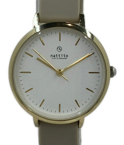 美品 nattito 腕時計 クオーツ ホワイト YM031 レディース ナティート
