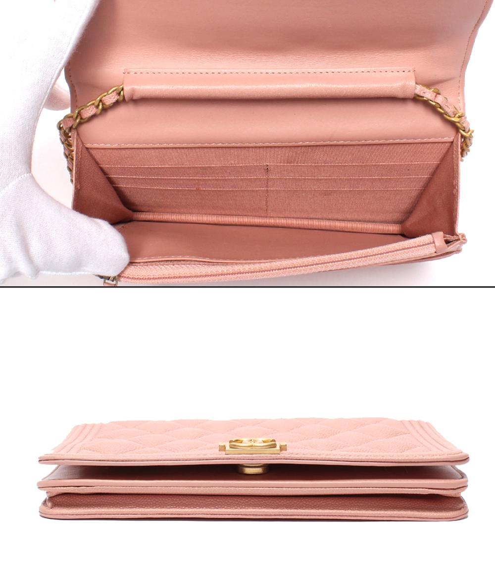 CHANEL チェーンウォレット キャビアスキン ゴールド金具 ボーイ