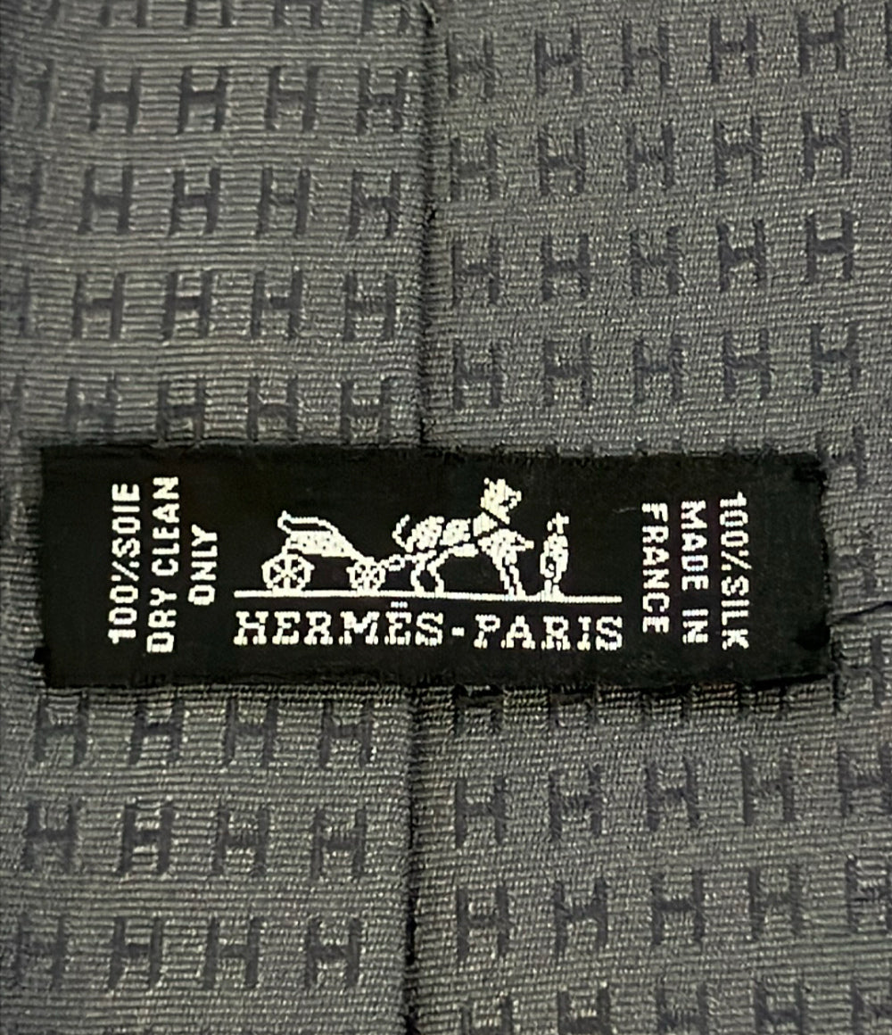 HERMES ネクタイ シルク100% 総柄 メンズ エルメス