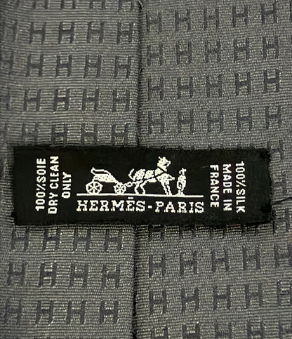 HERMES ネクタイ シルク100% 総柄 メンズ エルメス